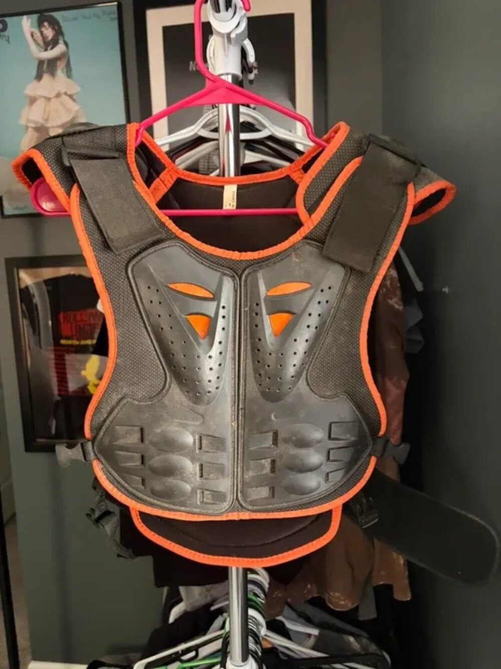 Motocross Dirt Bike Chest Back Shoulder Protector Armor Size Large Black Orange
